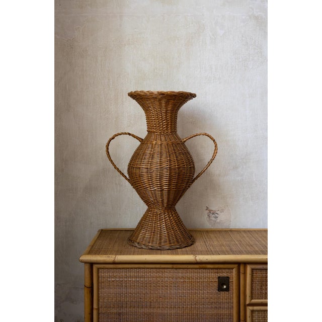 Wood Decorative Woven Rattan Amphora, 1980s For Sale - Image 7 of 7