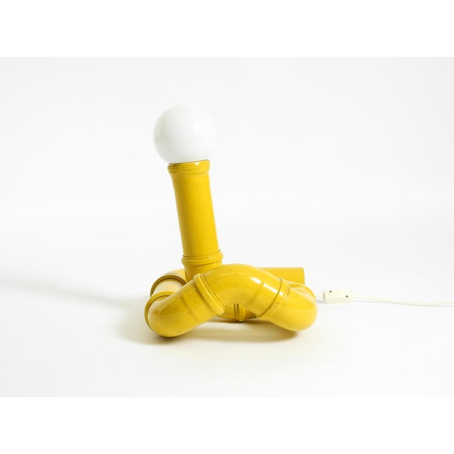 Pop Art Yellow Table Lamp with Plastic Tubing by Wavin, 1970s For Sale - Image 4 of 18