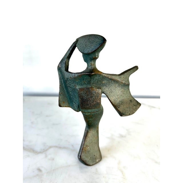 Metal 1950s Brutalist Bronze Finish Cast Iron Figures of Japanese Geishas Statuettes - Set of 3 For Sale - Image 7 of 10