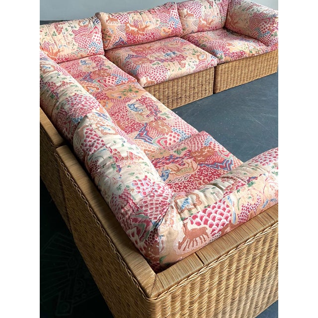 Vintage Woven Rattan Sectional Sofa For Sale - Image 4 of 17