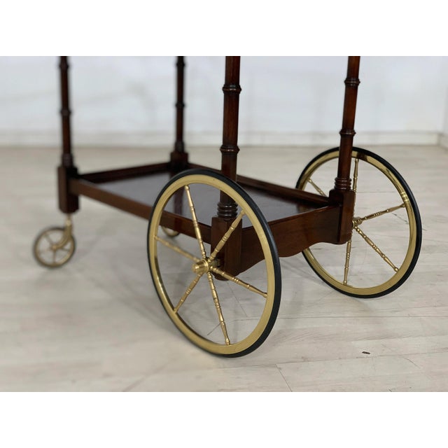 Mid-Century Serving Trolley in Wood with Fold-Out Shelves For Sale - Image 5 of 8