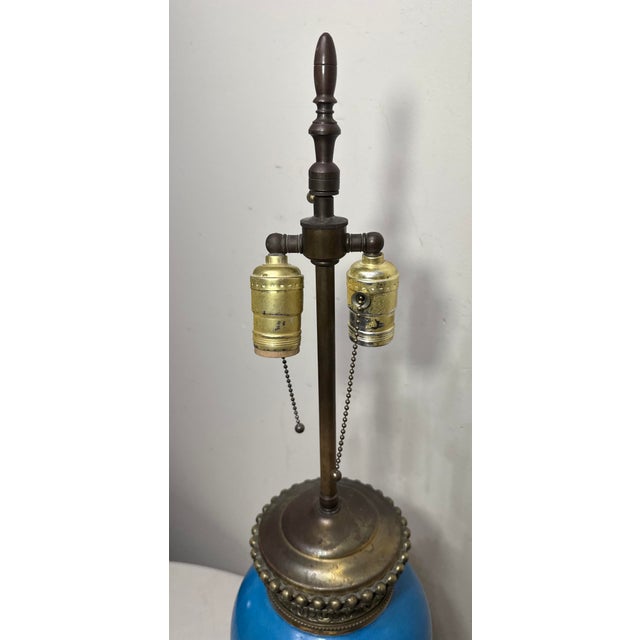 Large Antique Ornate Sevres Painted Porcelain Bronze Electric Table Lamp Vase For Sale - Image 13 of 16