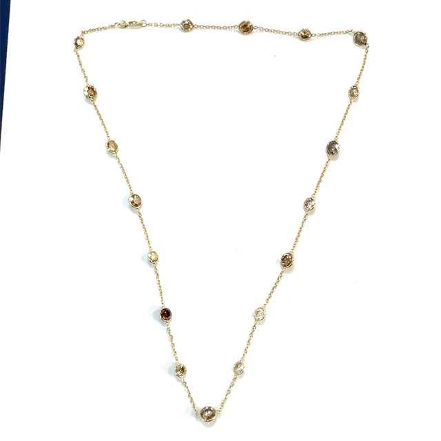 14k Yellow Gold Diamonds by the Yard Brown 16.15carets Diamond Necklace For Sale - Image 4 of 8