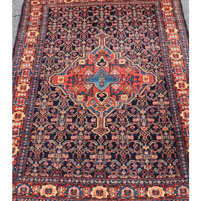 Tribal Antique Persian Senneh Rug With Unique Medallion and All-Over Design 3'6 X 4'10 For Sale - Image 3 of 12