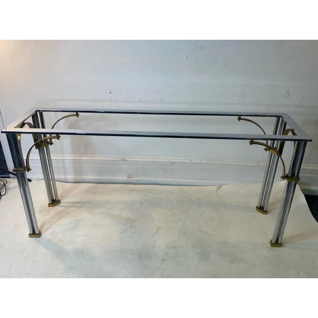 John Vesey 1970's Modernist Chrome & Brass Console in the Manner of John Vesey For Sale - Image 4 of 9