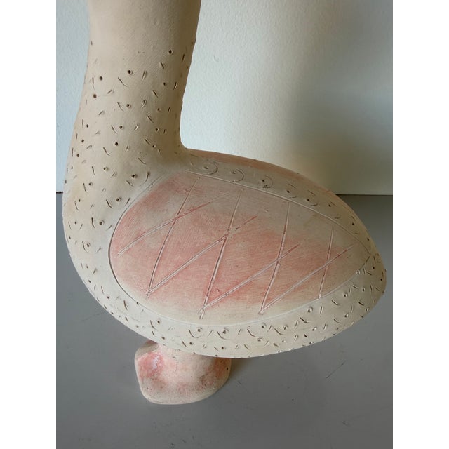 Vintage Handcrafted Ceramic Duck Sculpture in Soft Pink & Cream For Sale - Image 4 of 12