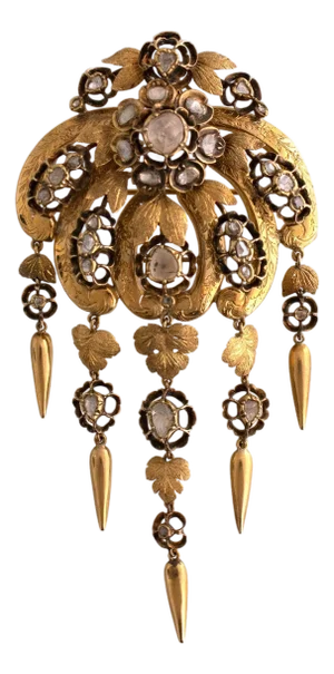 Antique 18k Gold Rose Cut Diamond Pin/Pendant