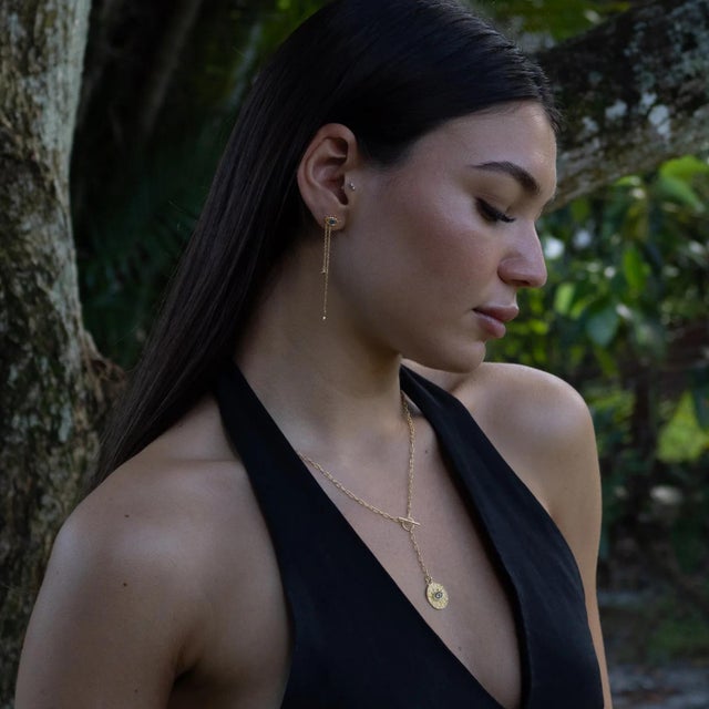 Dreamcatcher Eye Gold Earrings, A Pair For Sale - Image 4 of 7