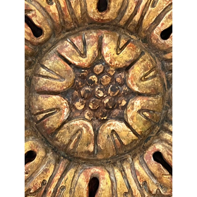 Neoclassical Italian Neoclassical Style Brown Painted and Parcel-Gilt Architectural Medallion For Sale - Image 3 of 6