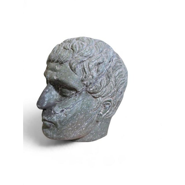 Antique Classical Italian Carved Marble Head, 1950 For Sale - Image 9 of 11