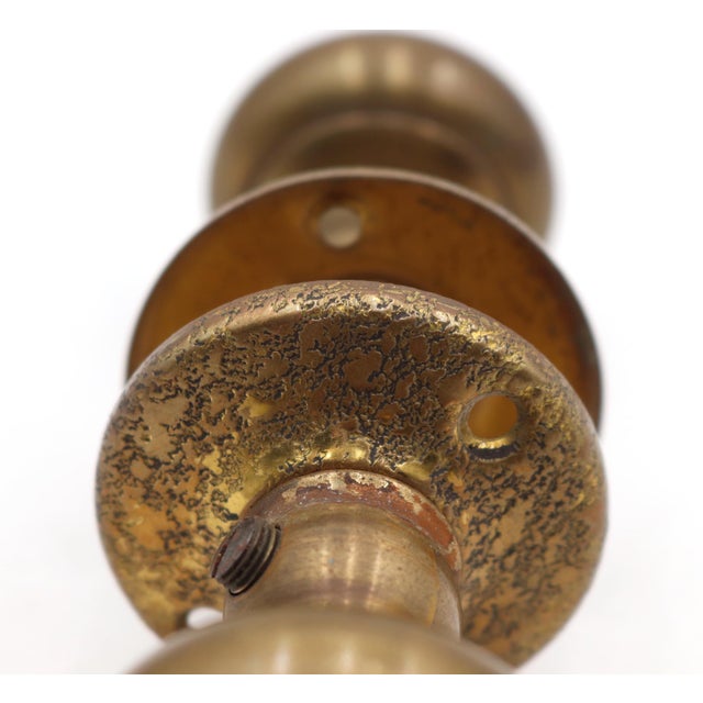 Vintage 1.75 In. Brass Passage Door Knobs For Sale - Image 6 of 6