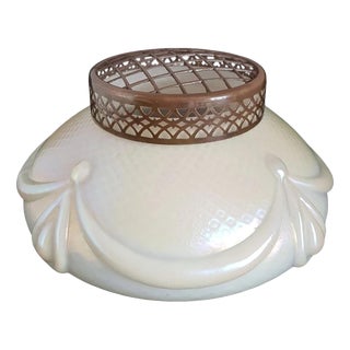 Edwardian Iridescent Glass Rose Bowl with Original Cover, 1910s For Sale