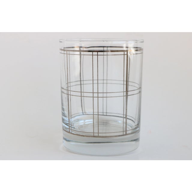 Georges Briard Platinum Windowpane Double Old Fashion Glasses - Set of 8 For Sale - Image 4 of 8