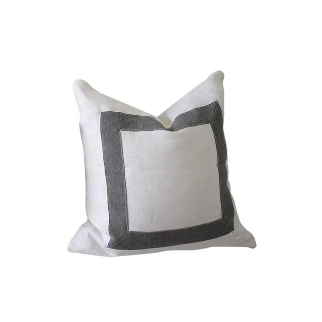 Contemporary Full Bloom Custom-Made Stone Washed Linen Pillow For Sale