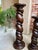 Pair Set of 2 Antique French Pedestal Stand Barley Twist Oak Large Plant Columns For Sale - Image 4 of 18