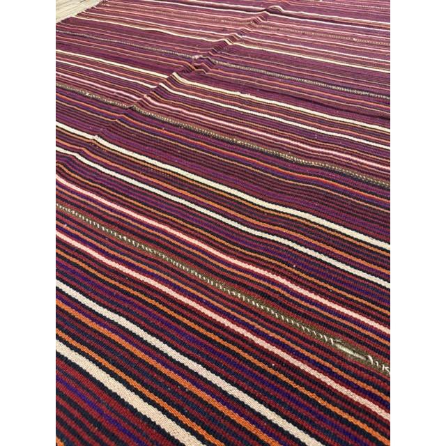 Turkish 1950s Multicolor Stripe Decorative Modern Turkish Kilim Flat Weave Small Rug For Sale - Image 3 of 6