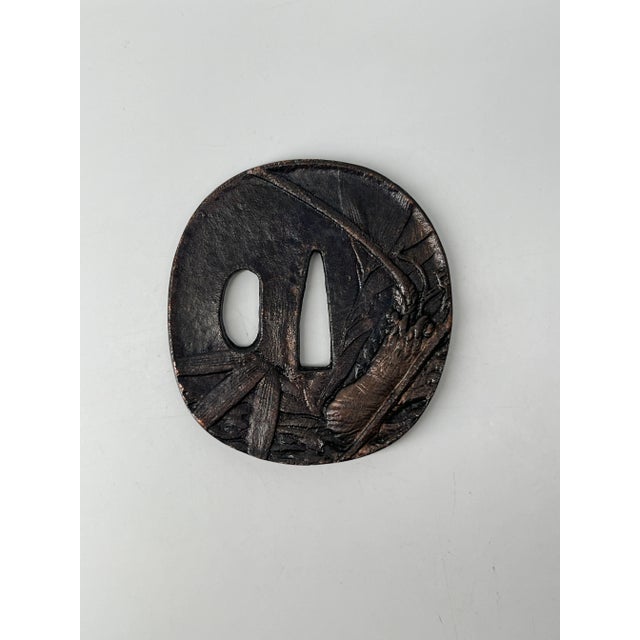 Antique Japanese Samurai Sword Hilt – Iron Tsuka With Engraved Floral Motifs2 For Sale - Image 4 of 7