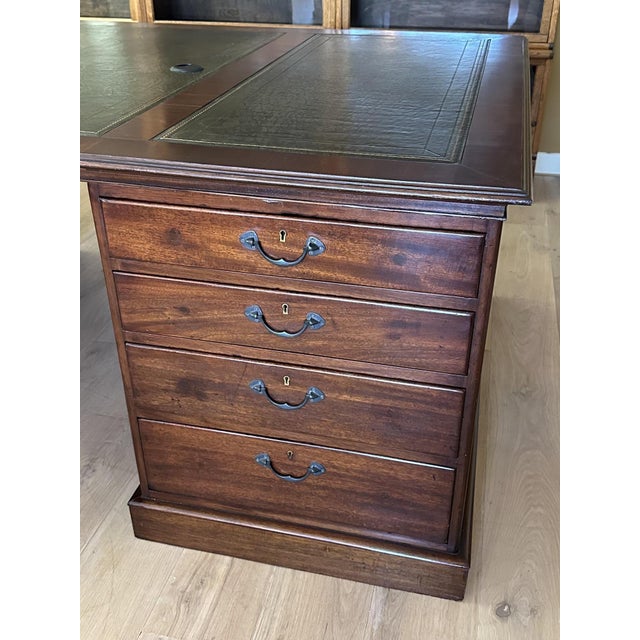 Wood Large Antique Partners Desk For Sale - Image 7 of 14