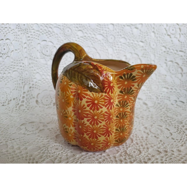 Rustic European 1960s Hand Painted in Italy Ceramic Pitcher For Sale - Image 3 of 13
