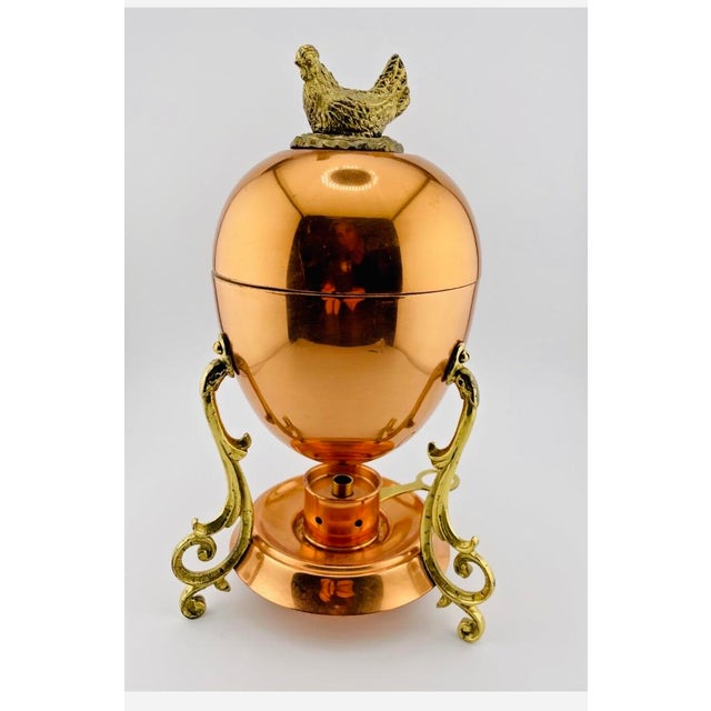 Shabby Chic Vintage Tagus Portugal Copper Egg Coddler Complete With Chicken Finial For Sale - Image 3 of 18