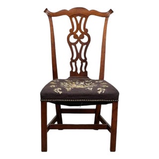 Antique Chippendale Side Chair With Needlepoint Seat C. Mid 19th Century For Sale
