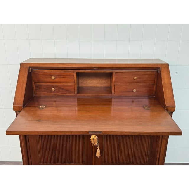 Italian Walnut Secretaire with Drop-Leaf, 1950s For Sale - Image 14 of 18