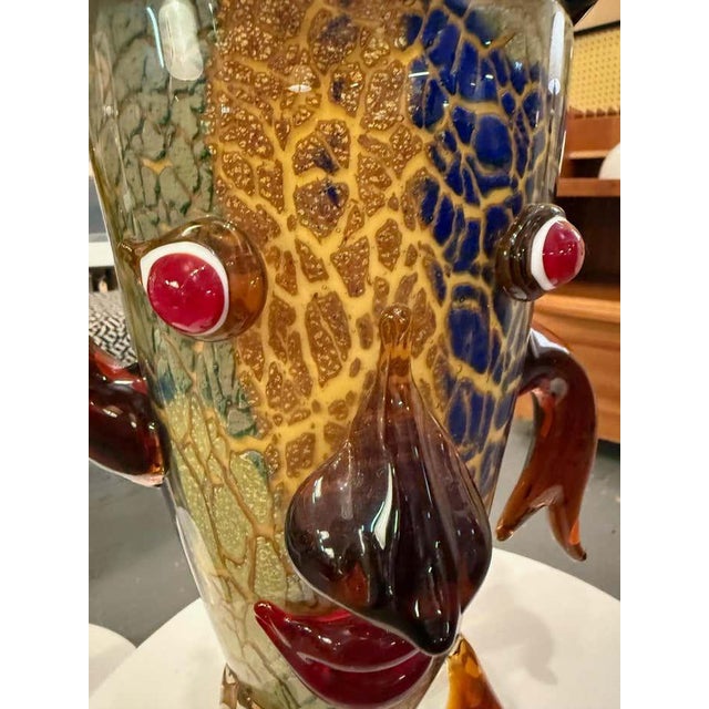 Modern Abstract Face Sculpture in Murano-Style Art Glass For Sale - Image 3 of 10
