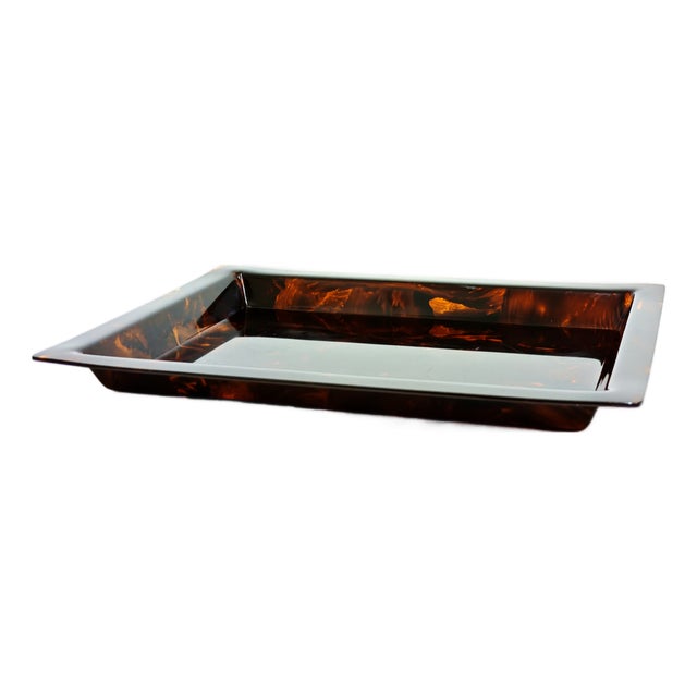 Mid-Century Modern Tortoiseshell Acrylic Glass Serving Tray from Christian Dior, Italy, 1970s For Sale