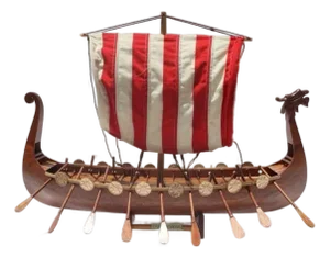 Hand-Carved Viking Longship Model - Nautical Statement Decor for Coastal & Modern Interiors