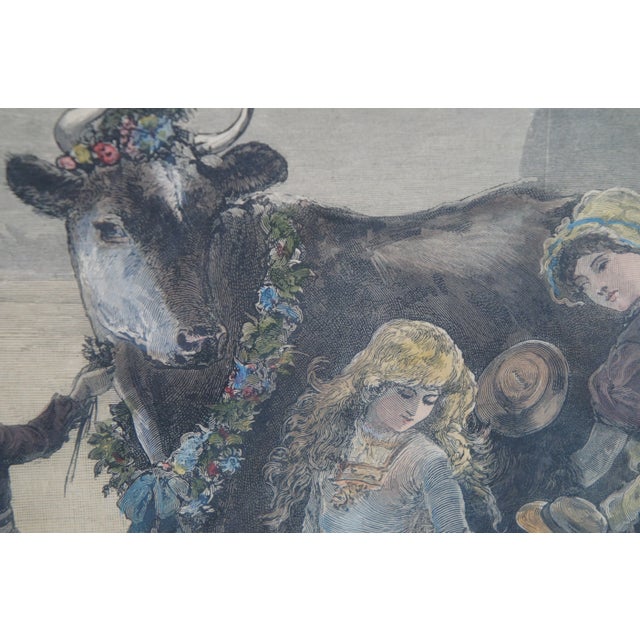 Sculpture Materials Set of 2 Antique Harry Furniss Eton Harrow Cricket Match Day in Arcadia Engravings 27" For Sale - Image 7 of 12