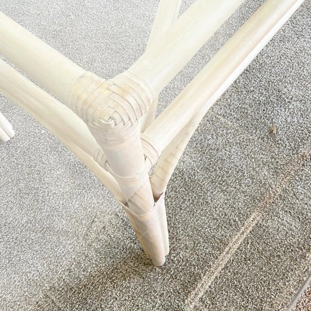 1980s Boho Chic Bamboo Rattan Rectangular Dining Table, Base Only For Sale - Image 5 of 8