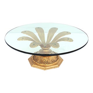 1960s Hollywood Regency Gilded Flower Coffee Table For Sale