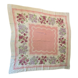 1940s Vintage Pink & Lilac Tablecloth For Sale