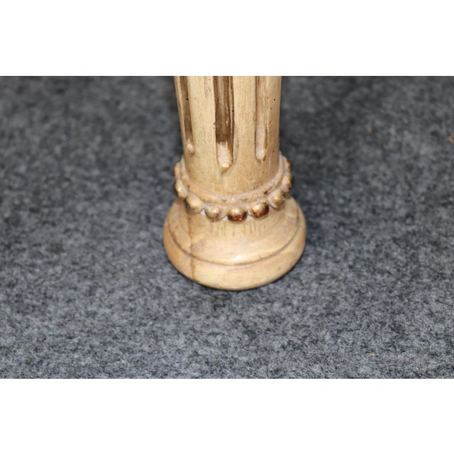 Louis XVI Style Distressed Painted and Gilt Marble Top Console Table For Sale - Image 12 of 13