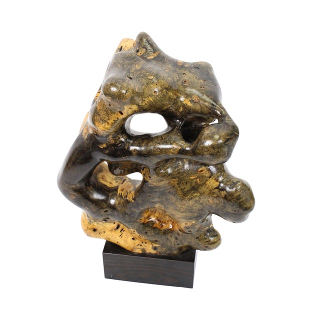 Brown Vintage Modernist Biomorphic Burl Wood Hand Carved Sculpture by Brian Sykes For Sale - Image 8 of 9