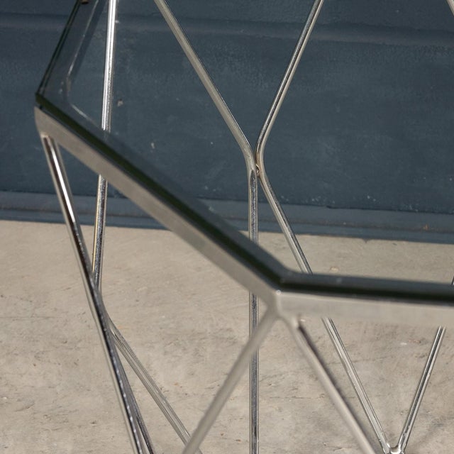 20th Century English Chrome & Glass Octagonal Side Tables, 1980s, Set of 2 For Sale - Image 10 of 16