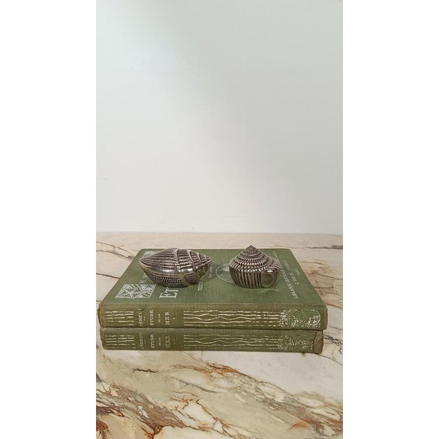 Gold Vintage Triton Trumpet Shell Shaped Silver-Plated Metal Trinket Case Box, 1970s For Sale - Image 8 of 18