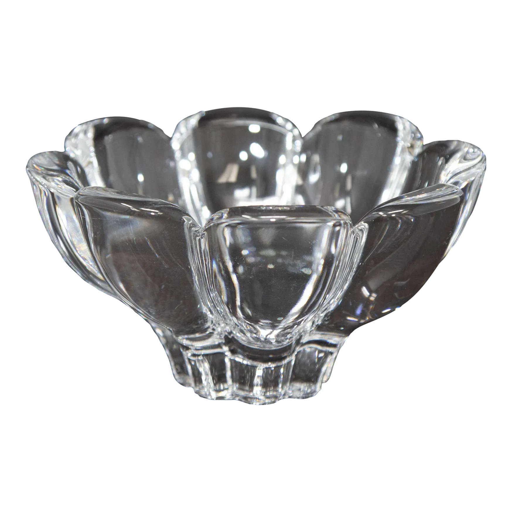 Orrefors Sweden Crystal Flower Petal Shaped Bowl Dish 1980s | Chairish