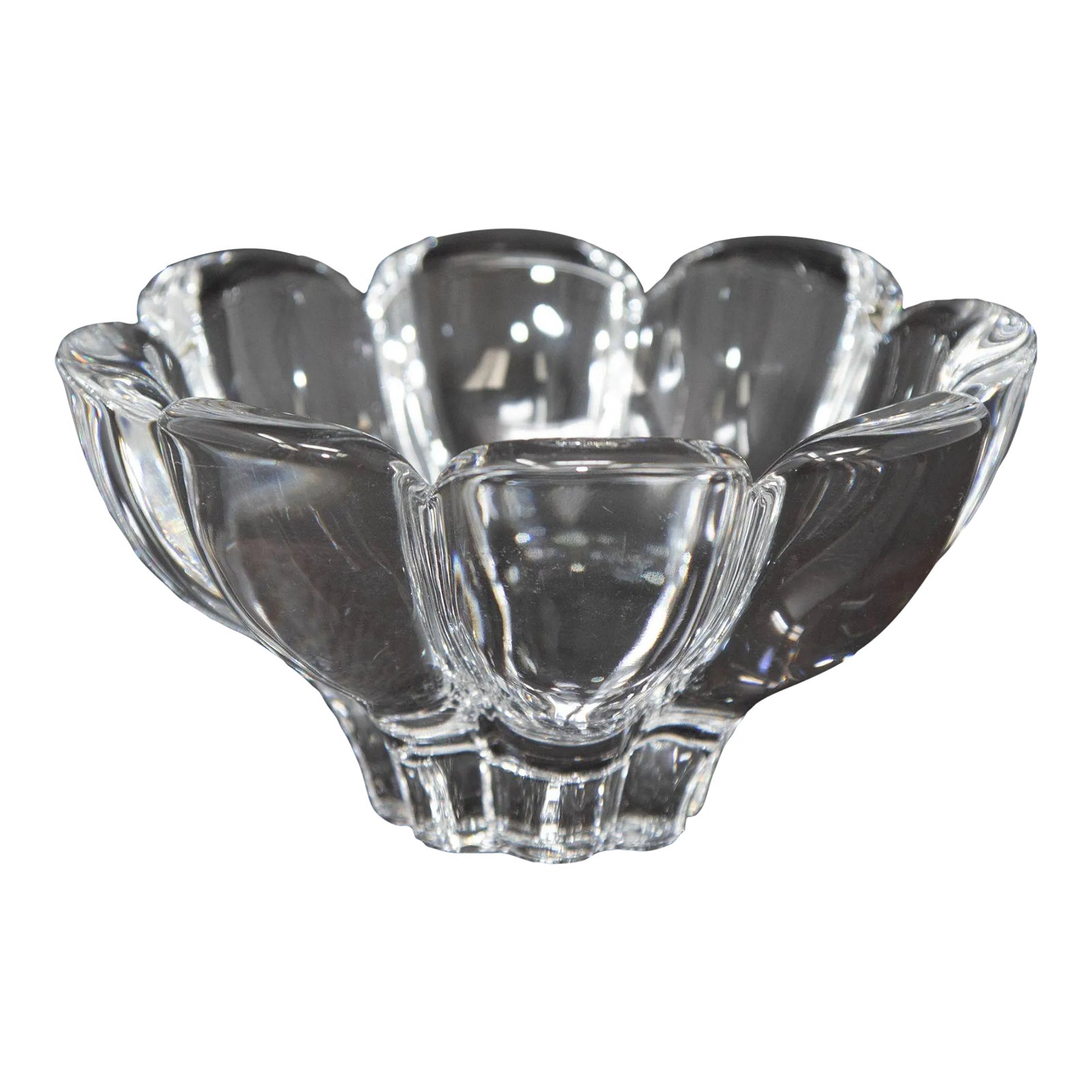 Orrefors Sweden Crystal Flower Petal Shaped Bowl Dish 1980s | Chairish