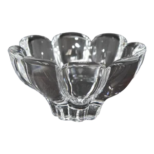 Orrefors Sweden Crystal Flower Petal Shaped Bowl Dish 1980s