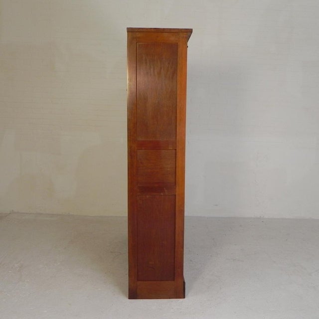Wood Oak Roller Shutter Cabinet with 3 Shutters, 180 Cm High, 1950s For Sale - Image 7 of 18