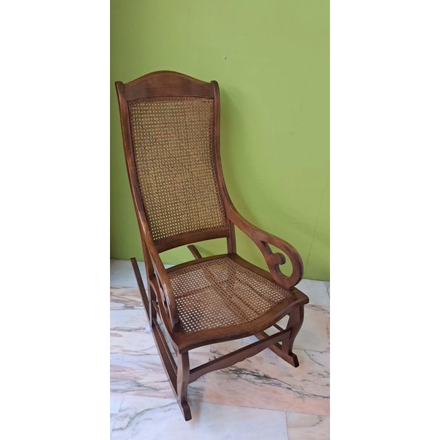 Vintage Lincoln Rocking Chair in Rattan, 1970 For Sale - Image 3 of 6