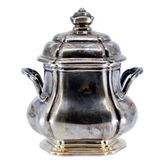 Silver Sugar Bowl with Two Smooth Handles For Sale