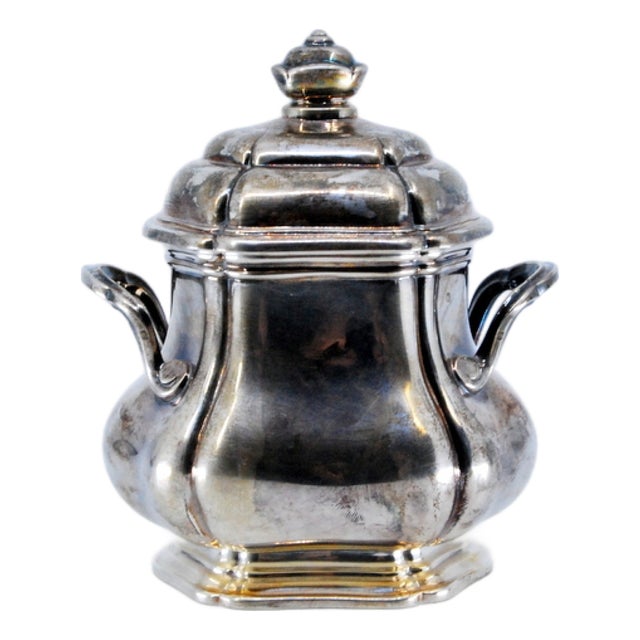 Silver Sugar Bowl with Two Smooth Handles For Sale