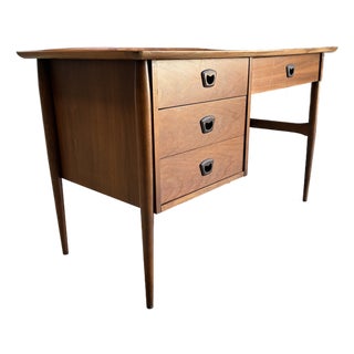 Vintage Danish Modern Walnut Writing Desk With Storage For Sale