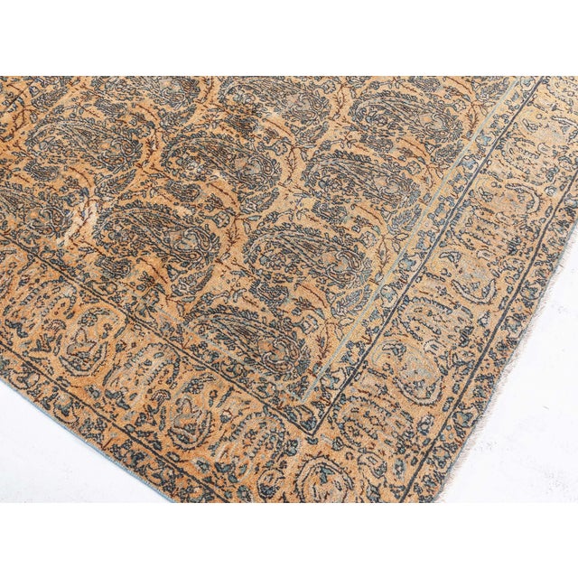 Persian 19th Century Persian Tabriz Honey Yellow and Black Handwoven Wool Rug For Sale - Image 3 of 8