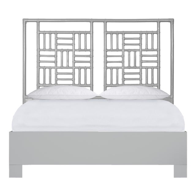 Finn Platform Bed Queen - Light Gray For Sale