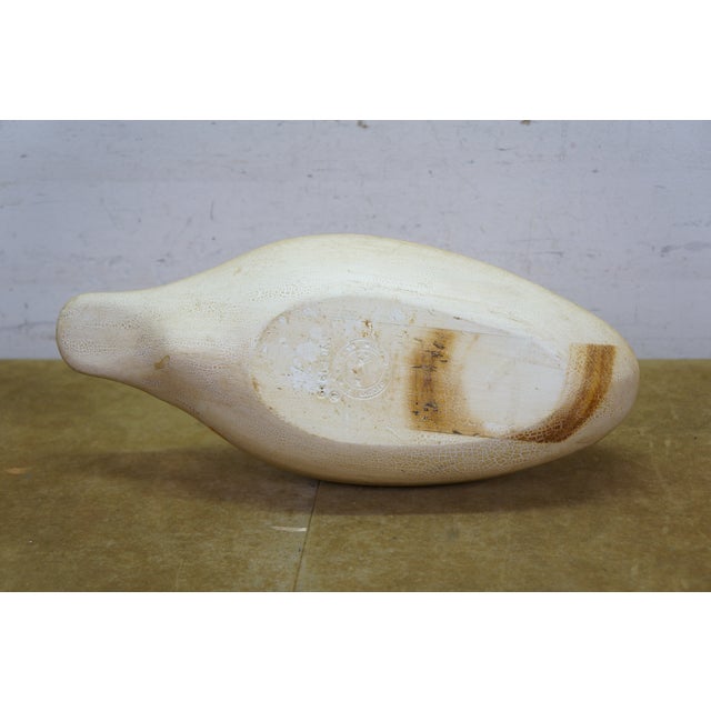Late 20th Century Rare Wildfowler Decoy Ny Hand Carved Wooden Tundra Swan Folk Art Figure 18" For Sale - Image 12 of 13