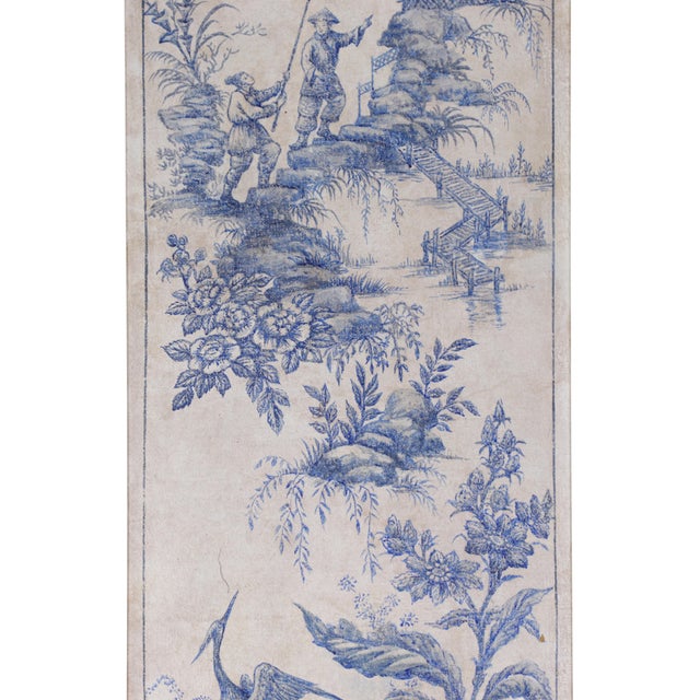 A Set of Vintage-Style Blue-and-White French Chinoiserie Four-Panel Hanging scrolls.Framed. For Sale - Image 11 of 16