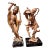 Vintage Italian Fontanini- Asian Warrior and Musician Figurine Set Mid-Century Hand-Painted Sculptures on Marble Bases For Sale
